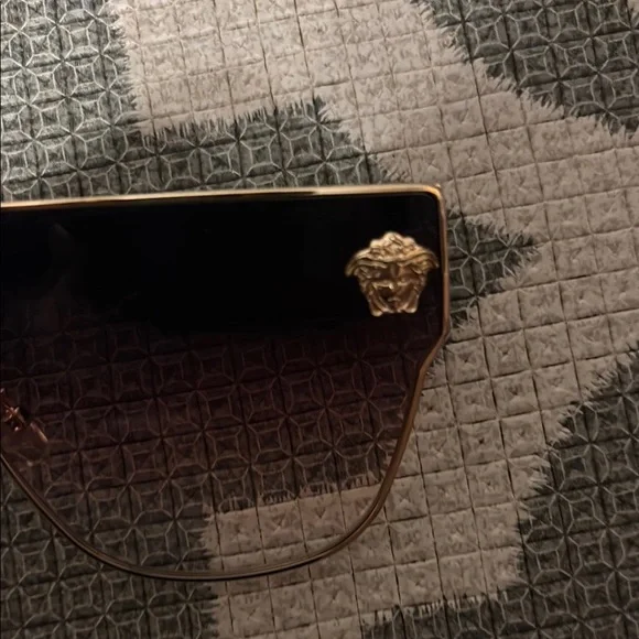 Oversized Versace Women's Gold and Black Sunglasses - Picture 9 of 9